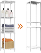 M MZG 480 lbs Storage Shelves 4 Tier Shelving Units for Storage, Wire Shelving Unit for Closet, Adjustable Shelves for Bathroom Steel Organizer Wire Rack, White 11.8" D x 11.8" W x 47.3" H