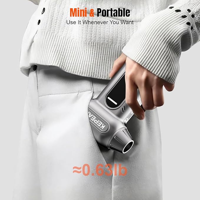 KEPEAK Electric Compressed Air Duster, 130000 RPM Cordless Rechargeable Air Duster for PC Clean, 4 Gear Portable Air Blower for Office, Car, Home, Outdoor-Replace Compressed Air Can