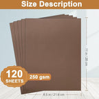 Silunkia 120 Sheets Coffee Color Cardstock 8.5 x 11 Printer Paper, 250gsm/92lb Dark Brown Card stock for DIY Cards Making, Crafting, Thank You Cards, Invitations, Menus, Mailing