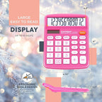 CATIGA Desktop Calculator (2 Pack) 12 Digit with Large LCD Display and Sensitive Button, Solar and Battery Dual Power, Standard Function for Office, Home, School, CD-2786 (Blue/Pink)