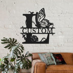 Personalized Custom Letter Name metal Signs,Custom Black Letter Monogram Wall Art Decor,Metal Signs Plaques Outdoor wall Decorative Signage (L)