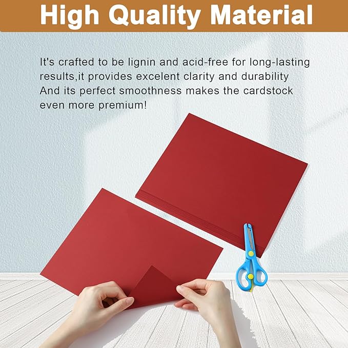 100 Sheets Christmas Red Cardstock 8.5 x 11 Scrapbooking Paper, 200gsm/75lb Premium Dark Red Paper Card Stock for DIY Cards Making, School Crafting, Party Decors, Wedding Invitations