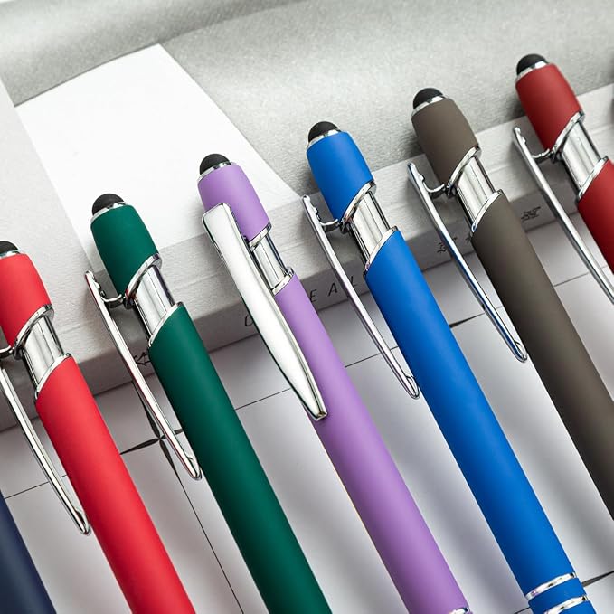 HEYZARDA Personalized Pens with Name Text Logo Custom Ballpoint Pen for Business Office Events with Stylus for Touchscreen 100 Pcs Rose