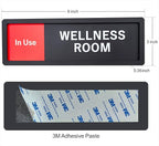 Wellness Room Sign – Privacy In Use / Available Slide Switch Sign, Premium Durable Acrylic Material, Super Strong Self-Adhesive, Quick Installation, Suitable For Your Home And Business ( 9×3 Inches, Black)