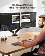 ErGear Dual Monitor Stand up to 33 inches Screen, Load-Bearing Max 22 lbs Each Arm, Adjustable Dual Monitor Mount, Sturdy Steel vesa Monitor Mount with Stable VESA 75x75 100x100mm