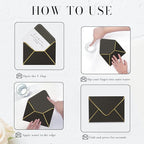 Black 5x7 Envelopes 50 Pcs, Goefun A7 Envelopes for Invitation, V-Flap with Gold Border for Baby Shower, Graduation, Announcements, 5.25 x 7.25 inches