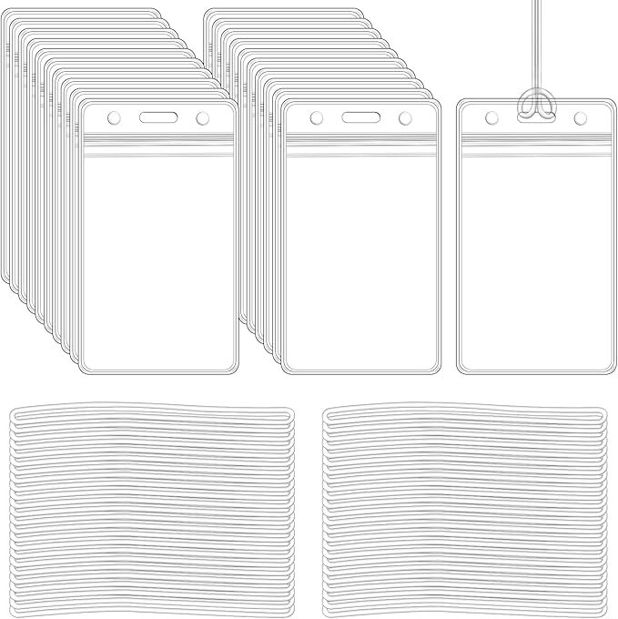 10 Pack Clear Plastic Luggage Bag Tag Holder Badge Label Tag Holder with 10 Pack Luggage Loops Straps for Office Business Travel Supplies