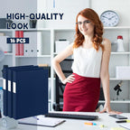 Henoyso 16 Pcs 3 Ring Binder 0.5 Inch Round Fits Letter Size 8.5'' x 11'' Paper Plastic Flexible Binder Bulk Holds 140 Sheets with 1 Pockets Versatile Organizer for Home Office School (Navy Blue)