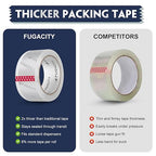 FugaCity Clear Packing Tape Refills (6 Rolls),Heavy Duty Packaging Tape for Moving Supplies,2.7 Mil Thick Shipping Tape, 1.88 Wide,65 Yards Per Roll,Total 390 Yards