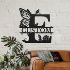 Personalized Custom Letter Name metal Signs,Custom Black Letter Monogram Wall Art Decor,Metal Signs Plaques Outdoor wall Decorative Signage (E)