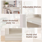 RWYHG 70" White Tall Bookshelf Set of 2,5-Tier Thick Wooden Book Shelf with Adjustable Shelves,Free Standing Farmhouse Bookcase with Open Display Storage,Floor Vintage Bookshelves for Living Room
