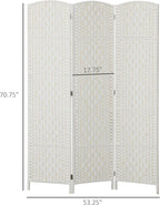 HOMCOM Room Divider, 3 Panel Folding Privacy Screen, 6FT Tall Portable Wicker Weave Partition Wall Divider for Bedroom, Home Office, White