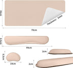 Bloss Leather Desk Pad and Keyboard Wrist Rest, Large Mouse Pad + Keyboard Pad+Mouse Wrist Support, Non-Slip Desk Mat Protector for Office, Home(27.6" x 13.8", Beige)