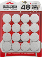 Felt Furniture Pads X-PROTECTOR - 48 Premium Felt Pads Floor Protector - Chair Felts Pads for Furniture Feet Wood Floors - Best Furniture Pads for Hardwood Floors - Protect Your Hard Floors! (White)