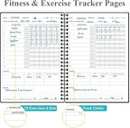 Fitness Journal for Women & Men,A5 Workout Journal/Planner Daily Exercise Log Book to Weight Loss, Gym, Muscle Gain, Bodybuilding Progress, 5.8"x8.3", Black