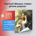 HARTWII 220 Sheets Photo Paper Glossy Inkjet 8.5x11 44lb 160Gsm A4 Letter Size Suitable for All Dye Ink Printers