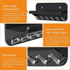 Beego Entryway Key Holder for Wall - Black Acrylic Key Rack with Shelf Decorative Key Hanger Wall Mount Mail Organizer with 6 Key Hooks for Office Hallway Kitchen Living Room Home Décor
