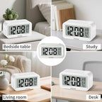 KESHIDE Travel Digital Alarm Clock, Battery Operated with Indoor Temperature, Desk Small Clock,Snooze Model,12/24H Display for Bedrooms Heavy Sleepers Kids Travel Bathroom