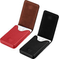 Outus 2 Pieces Business Card Holder, PU Leather Business Card Case Pocket Wallet with Magnetic Shut for Valentines Gift Men Women(Black and Red,Classic)