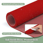 Boutilon Leather Desk Pad Protector,Non-Slip Mouse Pad,Laptop Desk Pad,Office Mouse Mat,Waterproof Leather Desk Blotter,Desk Writing Pad for Office and Home (L-Red,35"x 17")