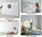 G Gamit Large Felt Wall Tiles Bulletin Board 59”x36”,Large Cork Board Alternative with 60 Pushpins, 15-Pack Felt Pin Board with 112 Safe Removable Adhesive Tabs for Home Office School (White)