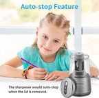JARLINK Electric Pencil Sharpener, Heavy-Duty Helical Blade to Fast Sharpen, Auto Stop for No.2/Colored Pencils(6-8mm), AC Adapter/Battery Operated in School Classroom/Office/Home (Gray)
