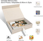 Sprsthai 8x10 Archival Photo Storage Box with Lid – Stackable Memory Keepsake Organizer for Photos, Certificates, Jewelry & Scrapbooking Supplies Beige