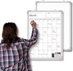 Lincia 24" x 18" Magnetic Vertical Monthly Dry Erase Calendar for Wall Undated Horizontal Dry Erase Calendar Planner Aluminum Frame Whiteboard for Home Office Projects Wall Fridge