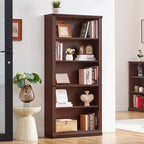 RWYHG 70" Walnut Tall Bookshelf,5-Tier Thick Wooden Book Shelf with Adjustable Shelves,Free Standing Farmhouse Bookcase with Open Display Storage,Floor Vintage Bookshelves for Living Room,Office