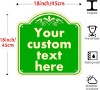 HK SIGNS Aluminum Custom Street Sign, Personalized Sign, Modern/Customizable, Green, 18*18 Inch, Office, Property, Bedroom, Promotional, Exit, Bar, Instruction, Warning, Lawn, Garage, Parking