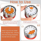 6 Pcs 60 Minute Visual Kitchen Timer Small Classroom Timers with Loud Alarm Stainless Steel Mechanical Timers for Classroom Desk Teaching Chef Countdown Egg Baking Office Cooking(Red)