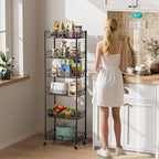 SINGAYE Shelf Closet Wire Shelving：Adjustable Metal Unit for Laundry Room Organization Bathroom Kitchen Home Storage with Wheels Pantry Rack Shelves