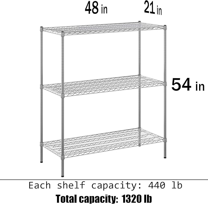 Regal Altair 21" Deep x 48" Wide x 54" Height Wire Shelving Kit | 3-Tier | NSF Commercial Storage Rack Unit