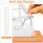 Stebopum 4 Pack Stackable Makeup Organizer, 4.4'' Tall Acrylic Bathroom Makeup Organizer and Storage Drawer with Pull-out Handle, Clear Plastic Storage Bins for Vanity,Pantry,Desk,Undersink,Kitchen