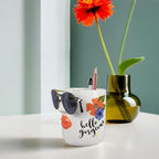 Young's Inc Ceramic Eyeglass and Stationery Holder Cup – White Face Desk Organizer with Sunglass Stand, 5 InchMulti-Purpose Accessories Organizer for Home, Office, Vanity, or Nightstand Decor