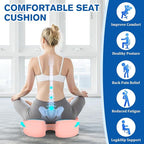 CushyOasis Seat Cushion, Chair Cushions, Office Chair Cushions, Anti-Slip Bottom & Removable Cover Tailbone Pain Relief Cushion, Memory Foam Seat Cushion, 5.28 in Thick (Pink)