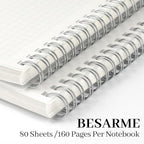 BESARME 80 Sheets Graph Paper Spiral Notebook 8.5" × 11", 2PCS Graph Paper Notebook College Ruled Spiral Notebooks for School Office