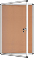 Mifuro 36"x24" Enclosed Bulletin Board, Lockable Weather-Resistant Aluminum Cork Noticeboard for School & Office, Silver Frame w/Cork