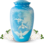 Modern Memorials Cremation Urn for Ashes - Large Urn for Man & Women - 200 Cubic Inches - Includes Velvet Storage Bag - Dove Style