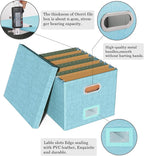 2 Pack File Storage Organizer - Portable Filing Box with Lid, Fits Letter/Legal File Folders, Light-blue