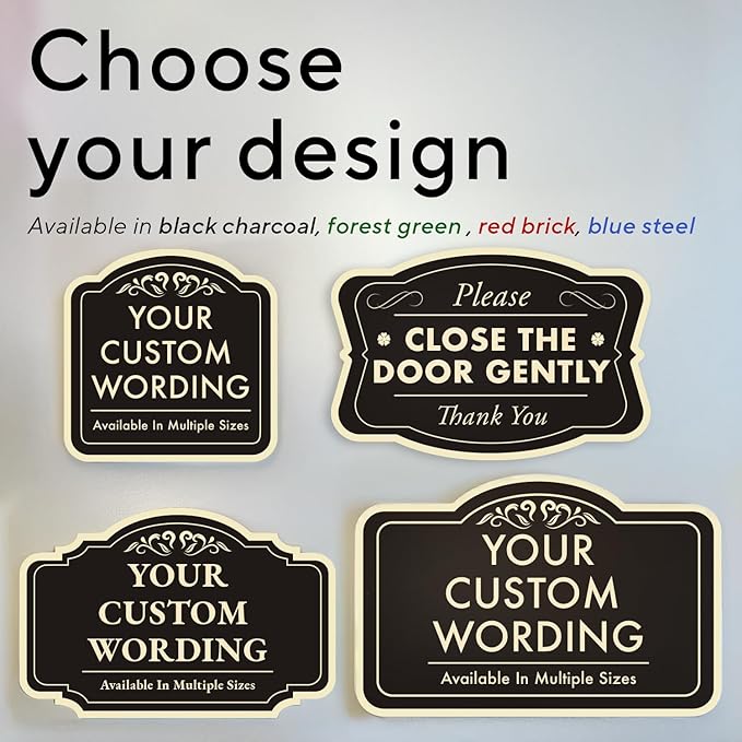 Custom Decorative Outdoor Metal Sign - Personalized Aluminum Driveway Sign, Waterproof, Made in USA - Design 1 Black Charcoal 36x24 In