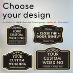 Custom Decorative Outdoor Metal Signs, Aluminum, Customized Driveway Signs, Waterproof, Made In USA, Style 1 Black Charcoal 14x10 In