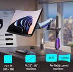 NB Extra Height Gaming Monitor Arm for 32 to 60 Inches Screen, Load up to 20 kg, VESA 75/100, RGB-Light, Heavy Duty, Multi Angle Adjustable, Premium Aluminum, Long Arm Extension Purple Blue