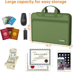 5200℉ Fireproof Accordion File Organizer with Lock, Thickened Document Organizer 13 Colorful Pocket with Labels, Important Document Organizer, Expanding File Folder with Handle for Letter A4 (Green)
