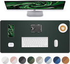 Non-Slip Desk Pad,Mouse Pad,Waterproof PVC Leather Desk Table Protector,Non-Slip PU Leather Desk Blotter, Easy Clean Laptop Desk Writing Mat for Office Work/Home/Decor(Dark Green, 24" x 13.7")