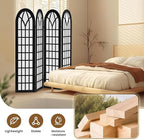 ALeesing Folding Room Divider Privacy Screen Freestanding 4-Panel Shoji Style Wooden Frame Decorative Partition Wall for Bedroom Office Apartment Black