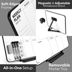 Aroundesk Double Sided Weekly Dry Erase Board with Stand 16"x12", to-do List White Board Calendar Dry Erase, Desktop Whiteboard Calendar, Schedule Board, Message Board, Menu Board for Home Office