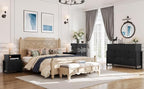 LGHM Fluted Dresser for Bedroom with 4 Drawers, Modern 4 Drawers Dressers with Semicylinder Fluted, Solid Chest of Drawers, 36" Tall Dresser with Bold Steel Frame, Metal Handles, Black
