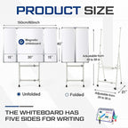 40" x 60" Rolling Whiteboard Foldable Dry Erase Board with Stand, Large Tri Folding Whiteboard Magnetic Dry Erase Board, Wall Aluminium Frame and Pen Tray for Education Office Home