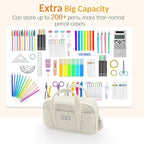 Sooez Large Pencil Case Pouch, Extra Big Pencil Bag with 5 Compartments, Pen Bag Wide Opening, Soft Corduroy Pencil Pouch Organizer with Zipper, Cute Aesthetic School Supplies for Teen Girls-Blue